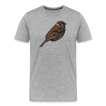 Spatz2 - Männer Premium Bio T-Shirt - Grau meliert - Vorne - Damien (186cm)