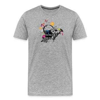 Un arrosoir de fleurs et de papillons - T-shirt bio Premium Homme - gris chiné - Devant - Damien (186cm)