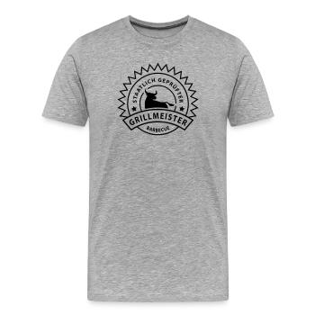 Grillmeister - Männer Premium Bio T-Shirt - Grau meliert - Vorne - Damien (186cm)