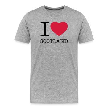 J’AIME L’ÉCOSSE Schottland - T-shirt bio Premium Homme - gris chiné - Devant - Damien (186cm)