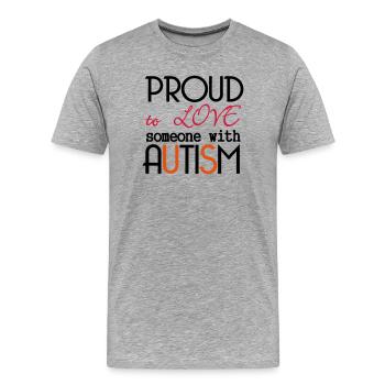 Love someone with Autism cadeau autisme - T-shirt bio Premium Homme - gris chiné - Devant - Damien (186cm)