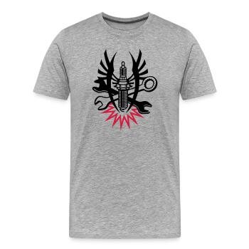 Une bougie d'allumage avec deux clés - T-shirt bio Premium Homme - gris chiné - Devant - Damien (186cm)