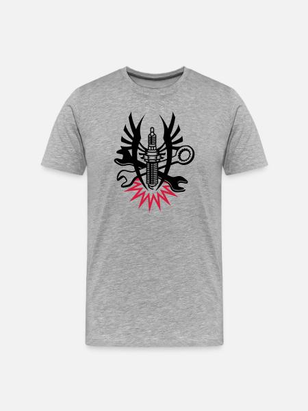 A spark plug with two wrenches - Men's Premium Organic T-Shirt - heather grey