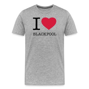 I LOVE BLACKPOOL - Men's Premium Organic T-Shirt - heather grey - Front - Damien (186cm)