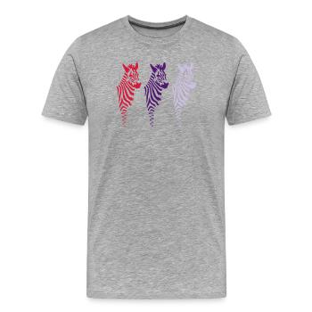 Three Zebras (b) - Männer Premium Bio T-Shirt - Grau meliert - Vorne - Damien (186cm)