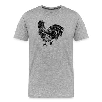 Un coq richement décoré - T-shirt bio Premium Homme - gris chiné - Devant - Damien (186cm)