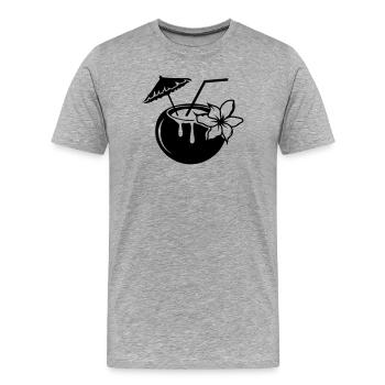 Kokosnussmilch Cocktail mit Blüte - Männer Premium Bio T-Shirt - Grau meliert - Vorne - Damien (186cm)