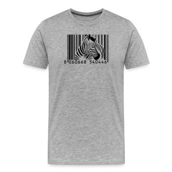Barcode Zebra - Männer Premium Bio T-Shirt - Grau meliert - Vorne - Damien (186cm)