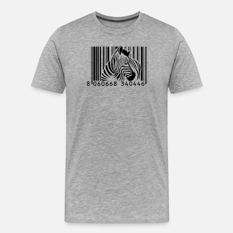 Barcode Zebra - Männer Premium Bio T-Shirt - Grau meliert