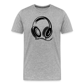 Kopfhörer mit Kabel im Stencil Stil - Männer Premium Bio T-Shirt - Grau meliert - Vorne - Damien (186cm)