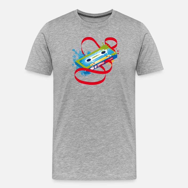 Musikkassette Graffiti - Männer Premium Bio T-Shirt - Grau meliert