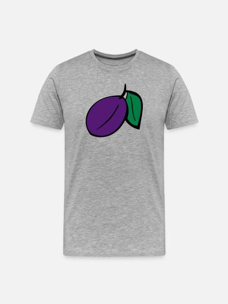 Pflaume - Männer Premium Bio T-Shirt - Grau meliert