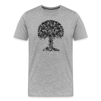 An ancient magical tree - Men's Premium Organic T-Shirt - heather grey - Front - Damien (186cm)