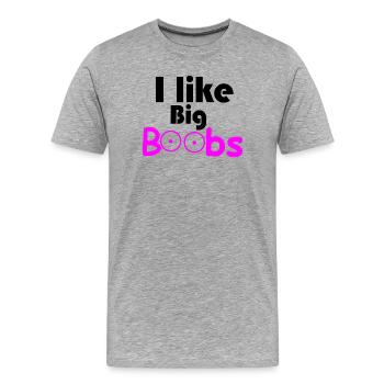 Große Brüste - Männer Premium Bio T-Shirt - Grau meliert - Vorne - Damien (186cm)