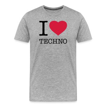 J’ADORE LA TECHNO - T-shirt bio Premium Homme - gris chiné - Devant - Damien (186cm)