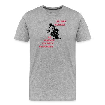Es gibt Kurven - Männer Premium Bio T-Shirt - Grau meliert - Vorne - Damien (186cm)