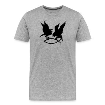 Muskel Shirt mit Odin's Raben auf Brust - Männer Premium Bio T-Shirt - Grau meliert - Vorne - Damien (186cm)