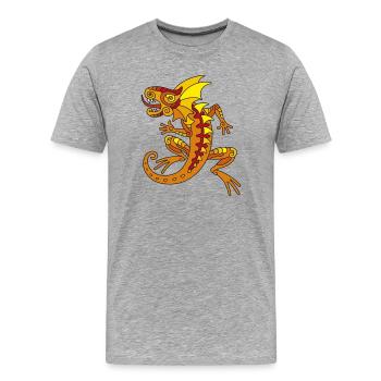 Echse (orange) - Männer Premium Bio T-Shirt - Grau meliert - Vorne - Damien (186cm)