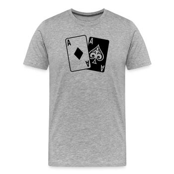 Cartes de poker - T-shirt bio Premium Homme - gris chiné - Devant - Damien (186cm)