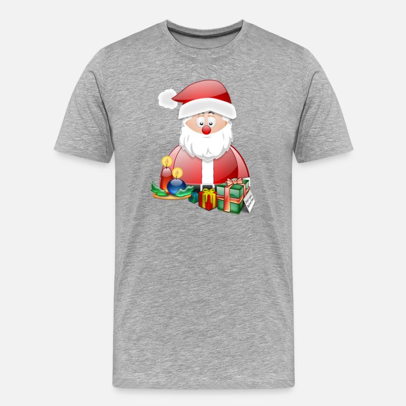 Weihnachtsmann und helle Geschenke - Männer Premium Bio T-Shirt - Grau meliert