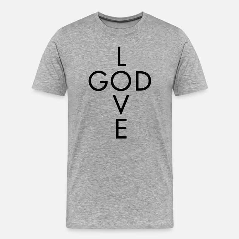 Liebe Gott - Männer Premium Bio T-Shirt - Grau meliert