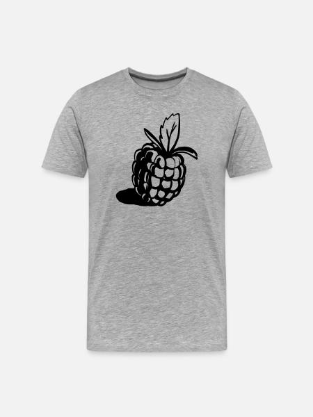 Himbeere Design klassisch - Männer Premium Bio T-Shirt - Grau meliert