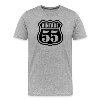 Vintage 55 - Men's Premium Organic T-Shirt - heather grey - Front - Damien (186cm)
