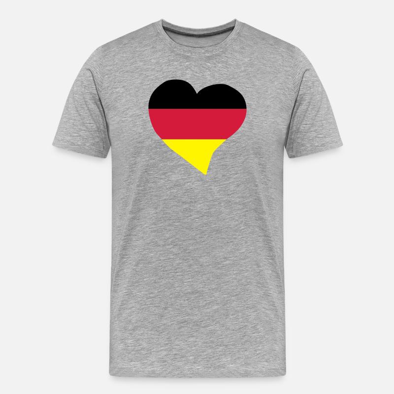 Deutsch Herz - Männer Premium Bio T-Shirt - Grau meliert