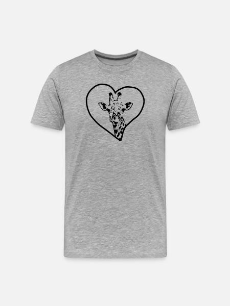 Girafe & Coeur - T-shirt bio Premium Homme - gris chiné