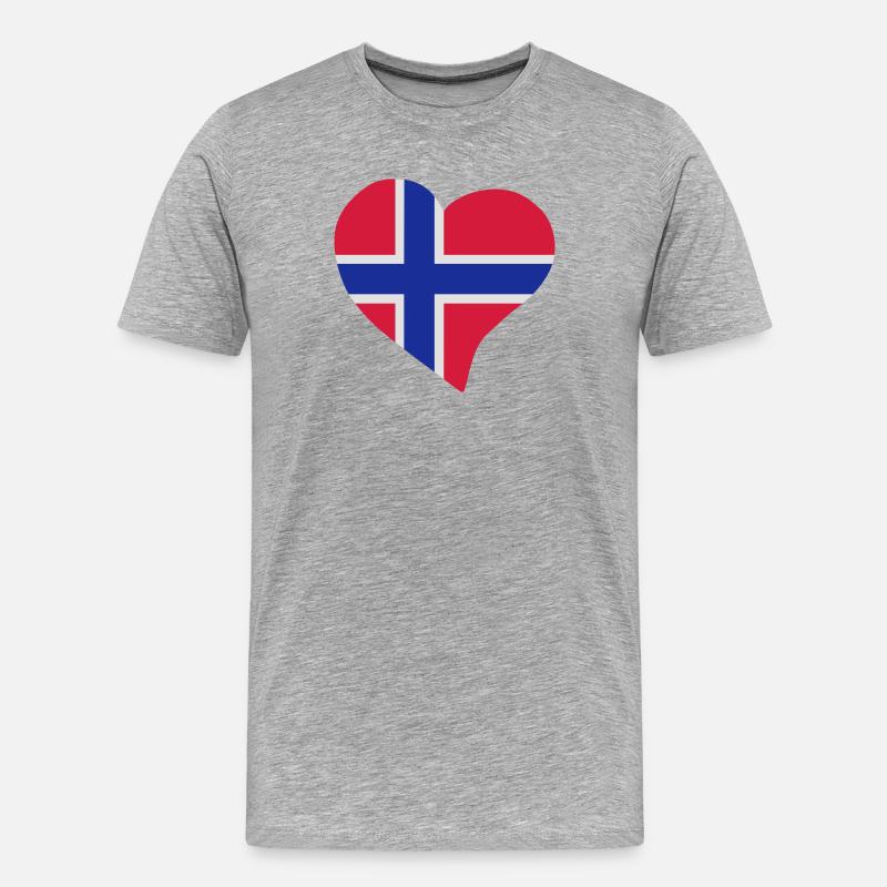 Norwegian Herz - Männer Premium Bio T-Shirt - Grau meliert