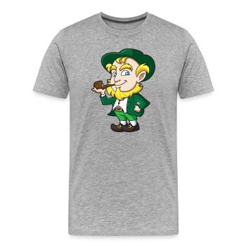 Leprechaun Pipe Charm - Men's Premium Organic T-Shirt - heather grey - Front - Damien (186cm)