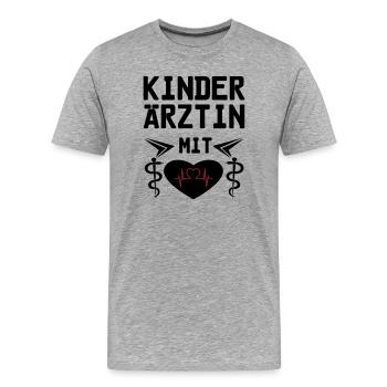 Kinderärztin mit Herz Geschenk - Männer Premium Bio T-Shirt - Grau meliert - Vorne - Damien (186cm)