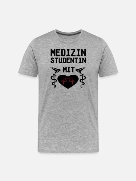 Medizinstudentin mit Herz Geschenk - Männer Premium Bio T-Shirt - Grau meliert