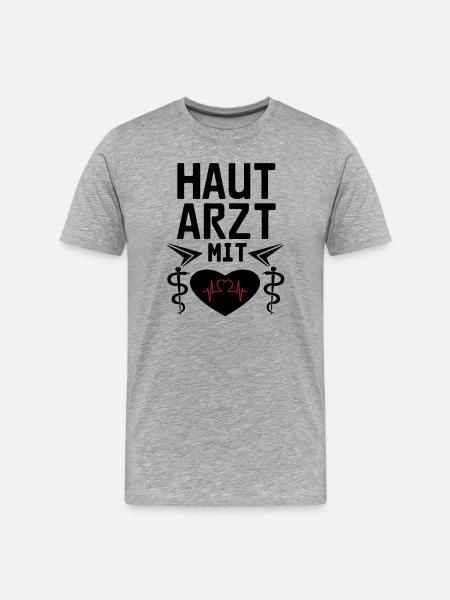 Hautarzt mit Herz Geschenk - Männer Premium Bio T-Shirt - Grau meliert