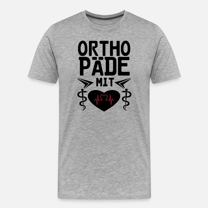 Orthopäde mit Herz Geschenk - Männer Premium Bio T-Shirt - Grau meliert