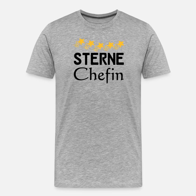 Sterne Chefin Geschenk - Männer Premium Bio T-Shirt - Grau meliert