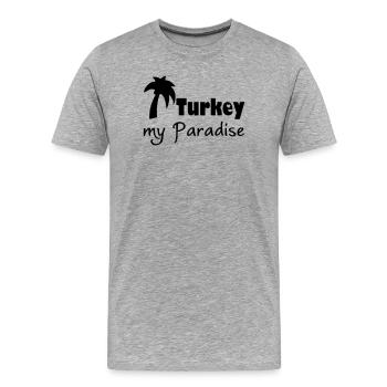 Turkey Paradise Türkei Urlaub Geschenk - Männer Premium Bio T-Shirt - Grau meliert - Vorne - Damien (186cm)