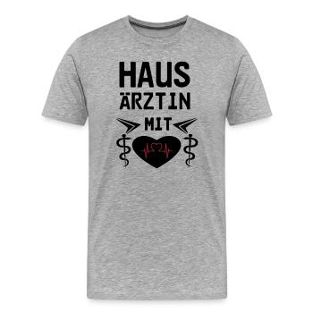 Hausärztin mit Herz Geschenk - Männer Premium Bio T-Shirt - Grau meliert - Vorne - Damien (186cm)