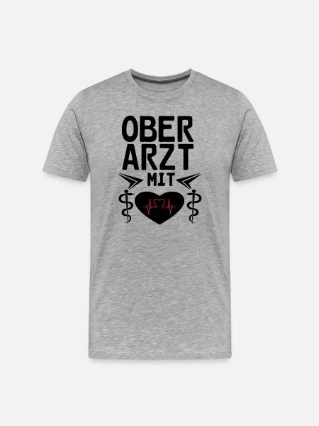 Oberarzt mit Herz Geschenk - Männer Premium Bio T-Shirt - Grau meliert