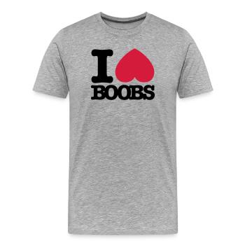 I_love_boobs - Men's Premium Organic T-Shirt - heather grey - Front - Damien (186cm)