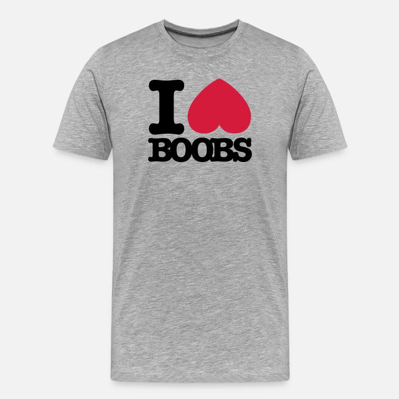 I_love_boobs - Männer Premium Bio T-Shirt - Grau meliert