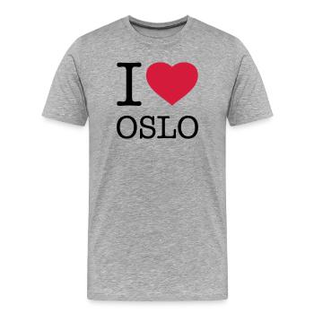 J’AIME OSLO Norvège - T-shirt bio Premium Homme - gris chiné - Devant - Damien (186cm)
