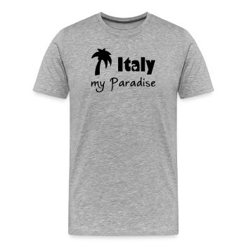 Italy Paradise Italien, Urlaub, Reise, Geschenk - Männer Premium Bio T-Shirt - Grau meliert - Vorne - Damien (186cm)