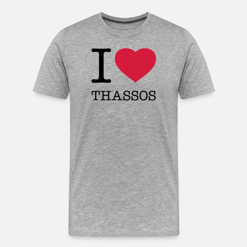 I LOVE THASSOS - Männer Premium Bio T-Shirt - Grau meliert