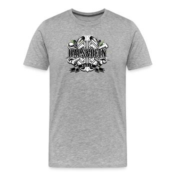 Hals & Beinbruch | Sprichwort Heilung Glückwünsche - Männer Premium Bio T-Shirt - Grau meliert - Vorne - Damien (186cm)