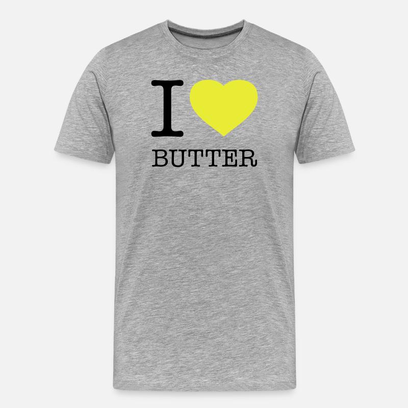 I LOVE BUTTER - Männer Premium Bio T-Shirt - Grau meliert