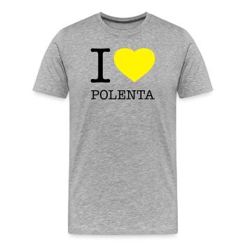 I LOVE POLENTA Mais - Männer Premium Bio T-Shirt - Grau meliert - Vorne - Damien (186cm)