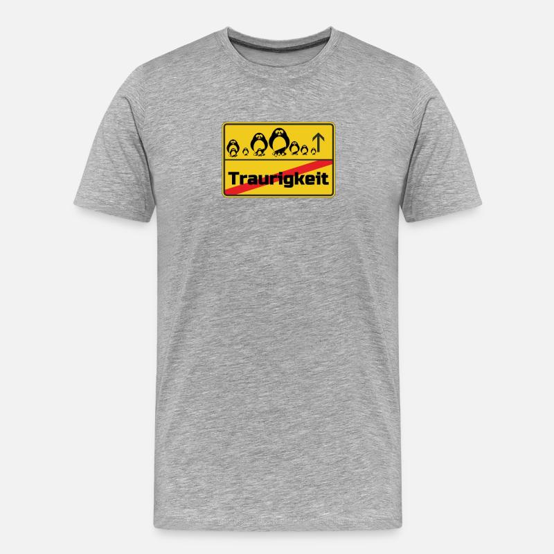 Ortsschild Pinguine Geschenk - Männer Premium Bio T-Shirt - Grau meliert