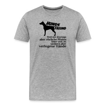 Hundefreund Hund Tier Spruch Geschenk - Männer Premium Bio T-Shirt - Grau meliert - Vorne - Damien (186cm)