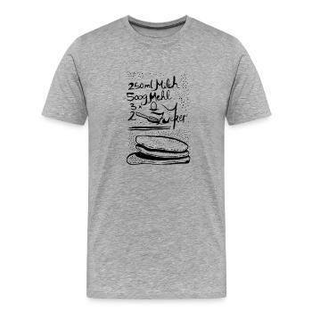 Pfannkuchen Design Rezept klassisch - Männer Premium Bio T-Shirt - Grau meliert - Vorne - Damien (186cm)